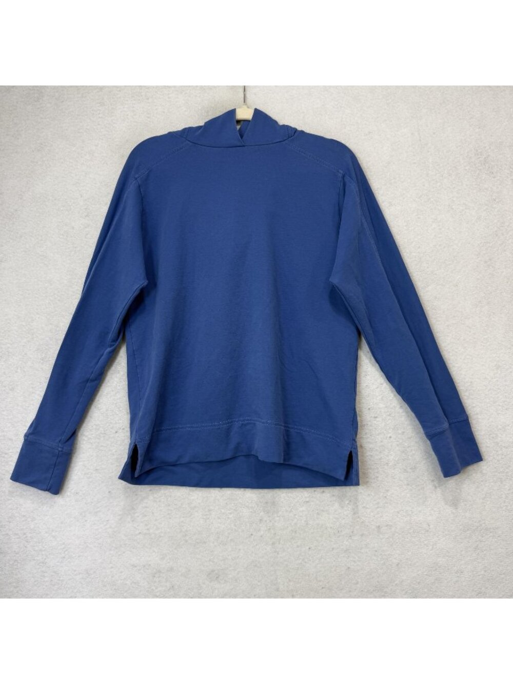 Peruvian Connection Shirt Womens Large Blue Hooded V Neck Long Sleeve Tunic Top